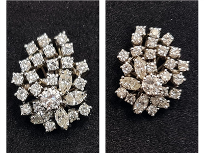Tipo: Pendientes  - Estilo: Clasico - Material: Oro Blanco - Piedras: Diamantes talla brillante y marquise