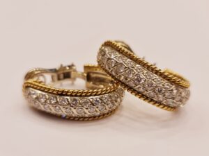Pendientes Oro dos colores y Diamantes