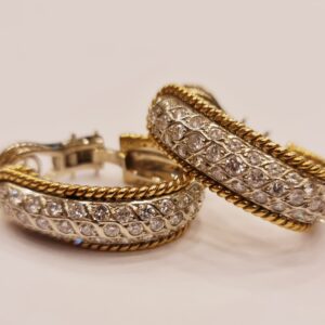 Pendientes Oro dos colores y Diamantes
