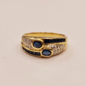 Anillo Zafiros Y Diamantes