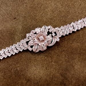 Pulsera Flor Oro Blanco y Diamantes