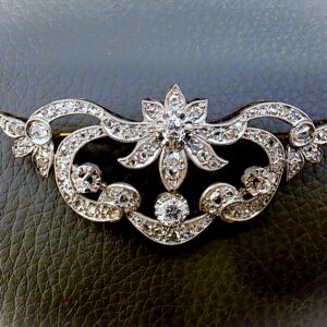 Broche Antiguo Oro Blanco Diamantes