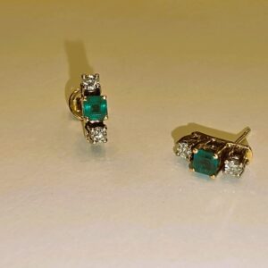 pendientes oro amarillo esmeralda y diamantes