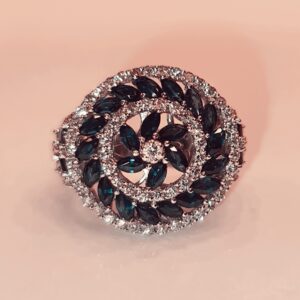 Anillo Oro Blanco Zafiros y Diamantes