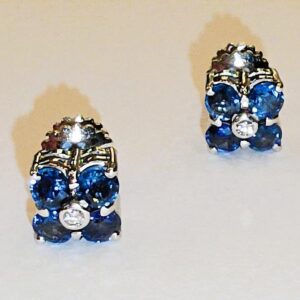 Pendientes Oro Blanco Zafiros y Diamante