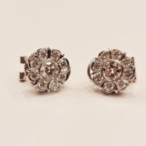 Pendientes Roseta Oro Blanco y Diamantes