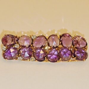Broche Oro Amarillo Amatistas y Diamantes