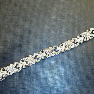 Pulsera Motivos Florales Oro Blanco y Diamantes