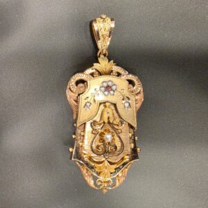 Colgante Broche Victoriano Oro y Aljofares